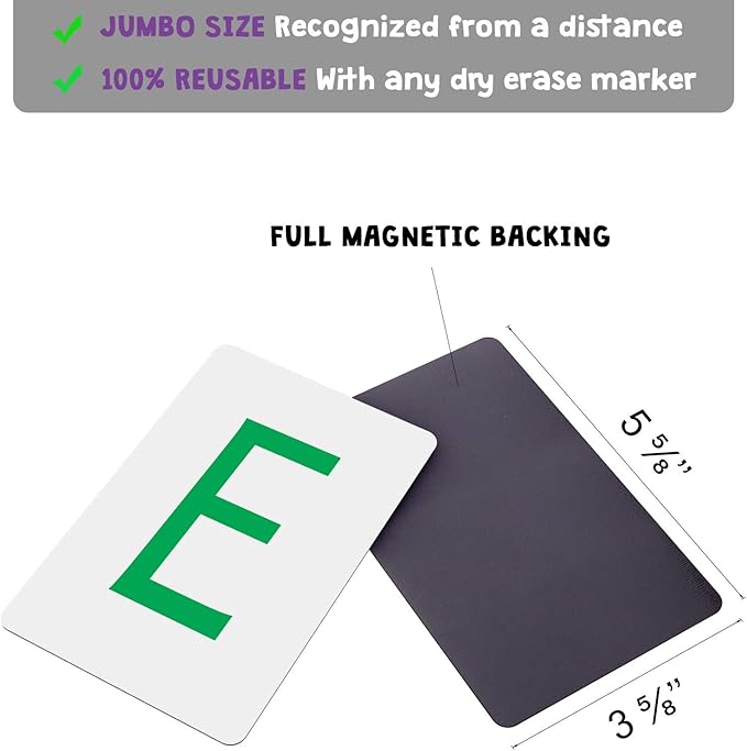 Magnetic Big Alphabet ABC Flash Cards - 26 Sturdy Uppercase Large Letters - for Classroom Teachers, Homeschool, ESL, Toddlers 2-4 Years, Kids and Adults