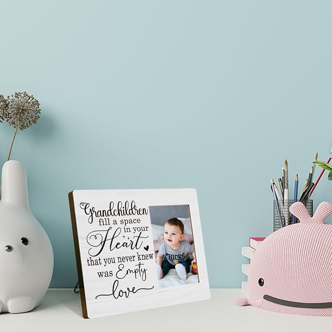 Grandchildren Picture Frame for Grandparents Newborn Baby Gift for Grandma Grandpa Grandchildren Fill A Space In Your Heart Photo Frame Table Desk Decor for Home Livingroom Bedroom Tabletop Display Frame picture1809