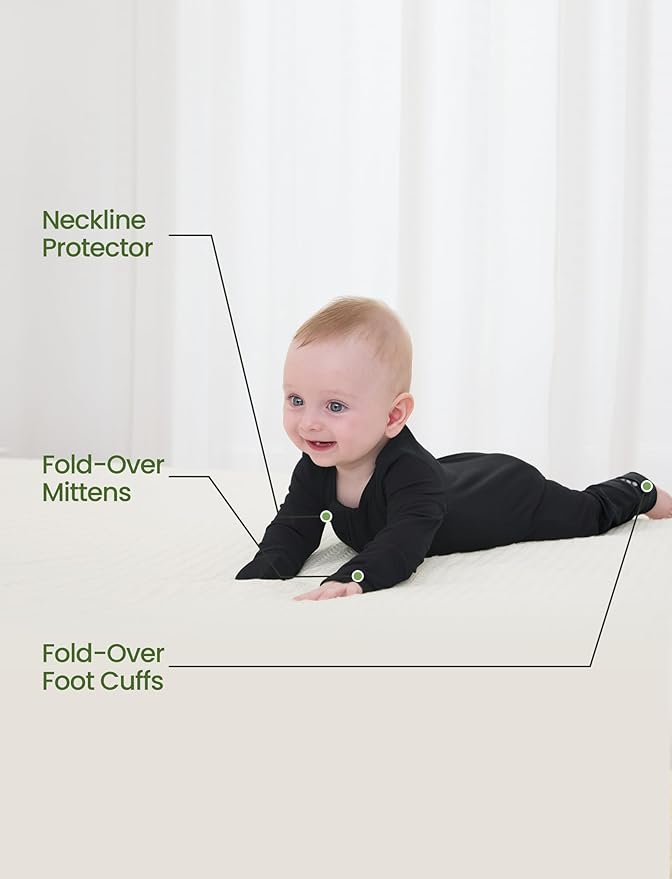 PATPAT Baby Footies Boys Girls - Bamboo Viscose - Zipper & Non-Slip Soles Romper Mitten - Footed & Footless Infant Clothes