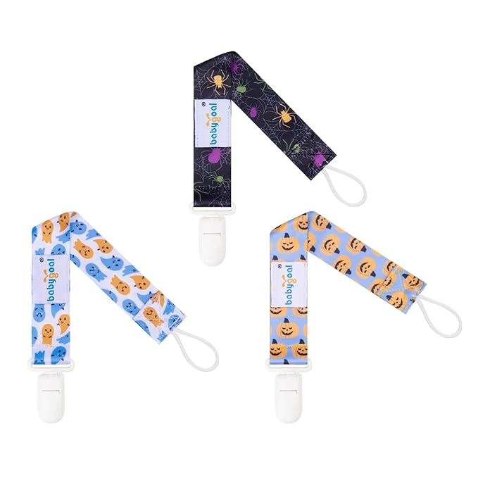 Babygoal Halloween Pacifier Clips, 6 Pack Binky Paci Holder and Leash for Boys and Girls Fits for Most Pacifier, Binkie Styles & Baby Teethers & Toys and Gift 6PB18
