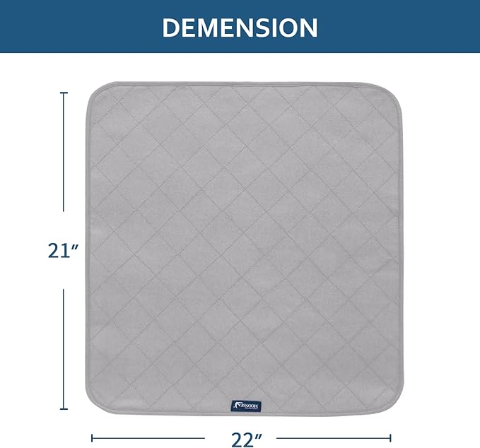 Waterproof Incontinence Chair Pads, 22" x 21" Wheelchair Reusable Seat Pads Cover, Washable Nursery Seat Protector, 4 Pack Gray