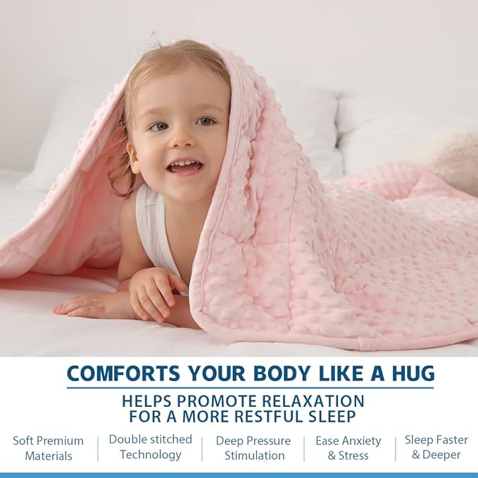 Kids Weighted Blanket Twin 5lbs (36"×48",Pink) Breathable Soft Minky Weighted Throw Blanket for All Season,Heavy Blanket with Premium Glass Beads
