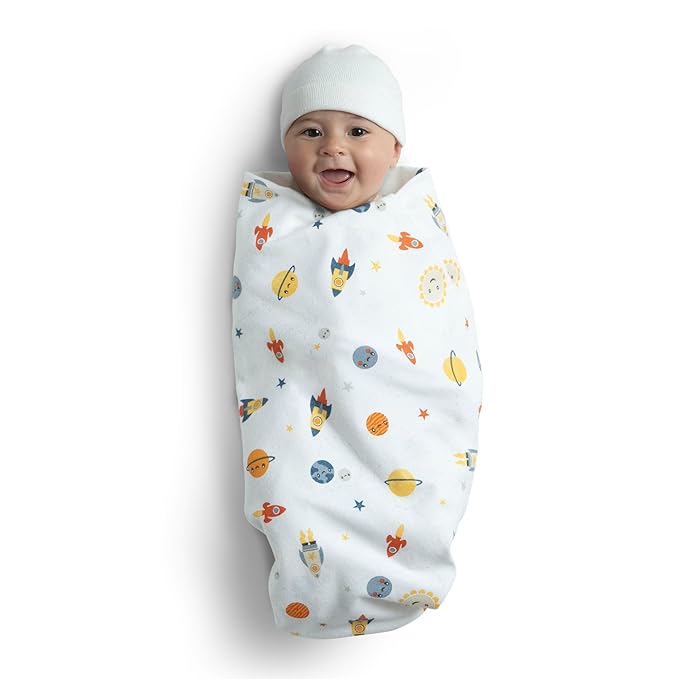 Delta Children 100% Cotton Flannel Baby Receiving Blankets for Girls and Boys – 30x30 Inches (Pack of 2), Space Exploration