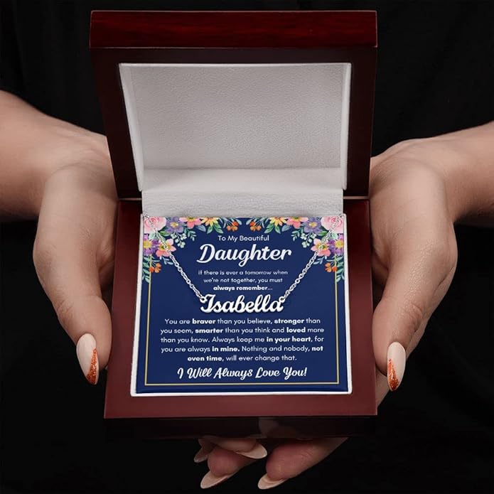 To My Beautiful Daughter Necklace from Mom & Dad | Cubic Zirconia Pendant with Heartfelt Message Card & Gift Box | Daughter Birthday, Graduation, Christmas Jewelry Gift from Parents