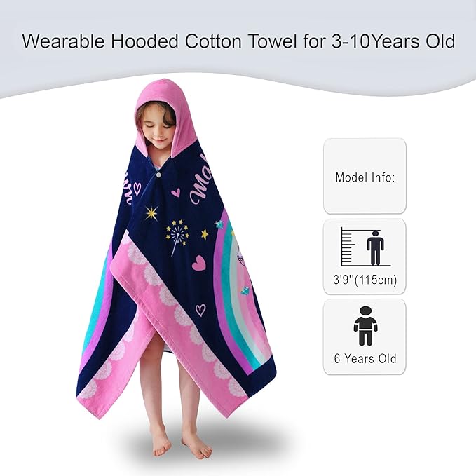 VOOVA & MOVAS Toddler Towels for Girls Age 3-10, 30''X50, Soft Thick Absorbent Cotton Towels for Boys | Perfect for Beach, Pool, Bath, Magic Unicorn