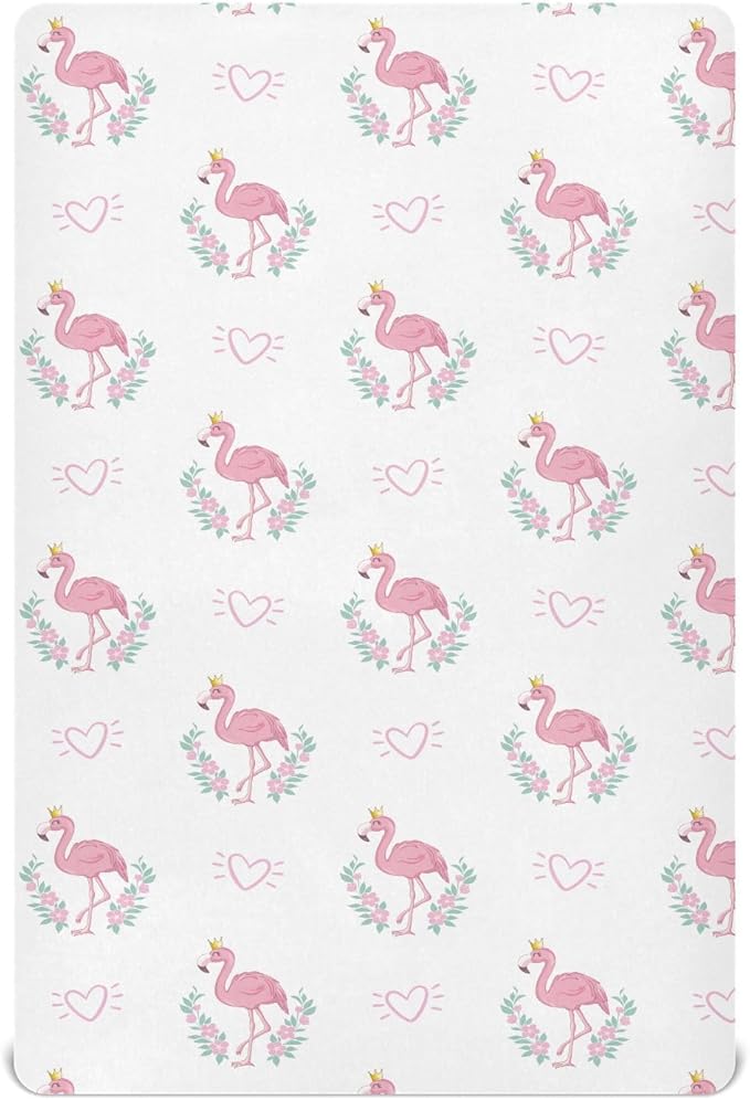 Flamingo Crib Sheets for Neutral Bassinet Play Sheets,Sheets Toddler Bed Sheets for Baby Boys Girs 39 * 27 * 5in