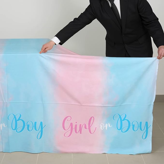 Gatherfun Gender Reveal Party Supplies Disposable Tablecloth Plastic Waterproof Table Cover for Boy or Girl Gender Reveal Party Baby Shower Birthday Decorations, 3 Pack 54X108inch