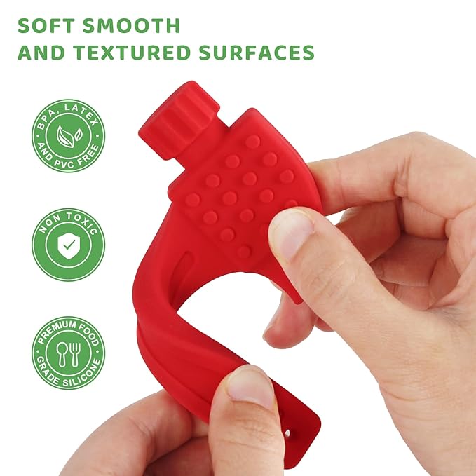 Fu Store 2 Pack Soft Silicone Teething Toys for 0-12 Months 6-24 Months Toddlers Infant Hammer Spanner Tools Shape Baby Teethers Relief Soothe Babies Gums Set