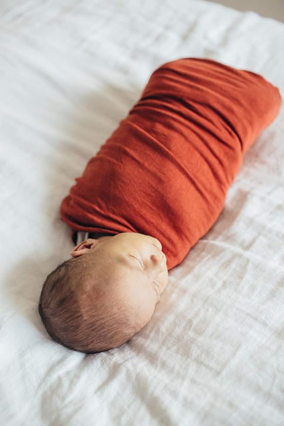 Large Premium Knit Baby Swaddle Receiving Blanket "Rust" by Copper Pearl