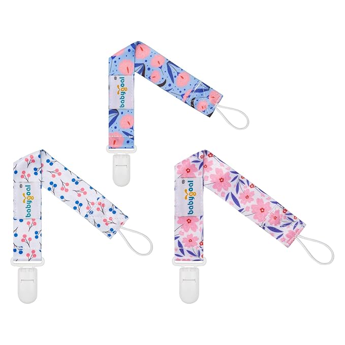 Babygoal Floral Pacifier Clips, 6 Pack Binky Paci Holder and Leash for Boys and Girls Fits for Most Pacifier, Binkie Styles & Baby Teethers & Toys and Gift 6PB12