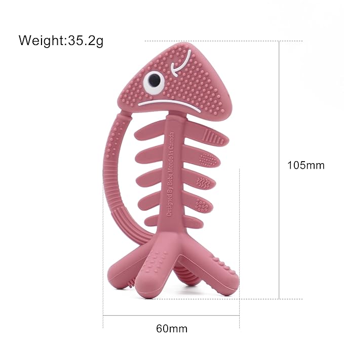 3in1 Infant Toys, Baby Teething Toys 3-6 6-12 Months, Teethers for Babies 3-6-12 Months,for Teething Relief,Baby Gifts Teether, Silicone,Sensory Toys 0-6 Months,USA Patent Pending,Fish,Rose Pink