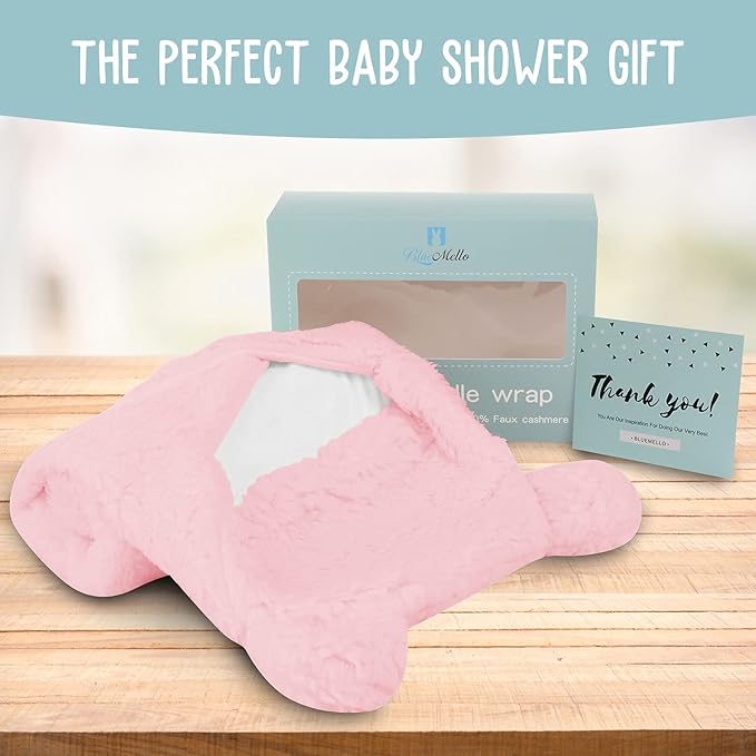 BlueMello Baby Swaddle Blanket | Ultra-Soft Plush Essential for Infants 0-6 Months | Receiving Swaddling Wrap Pink | Ideal Newborn Registry and Toddler Boy Accessories | Perfect Baby Girl Shower Gift
