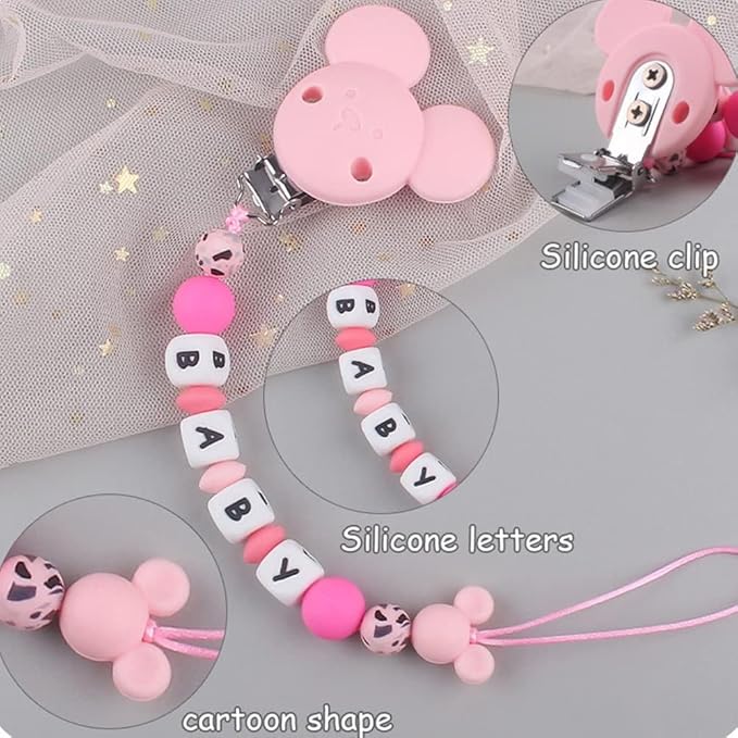 Personalized Pacifier Clip with Name Custom Stroller Clip Silicone Pacifier Chain Holder