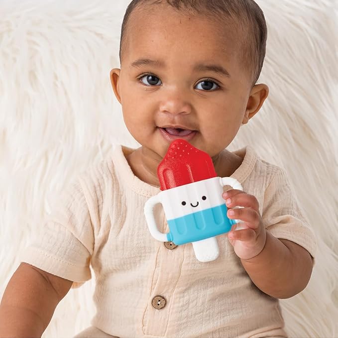 Itzy Ritzy Cold Teether - Itzy Cool Teether with Handles & Removable, Textured Teething Toy (Hero Pop)