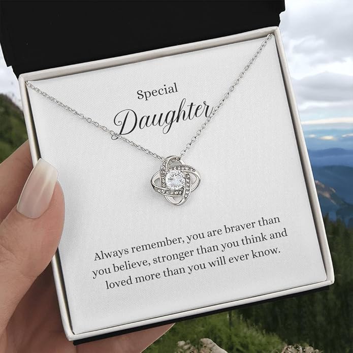 To My Daughter Gift Necklace From Dad or Mom - Badass Daughter Jewelry With Heartfelt Message & Elegant Box