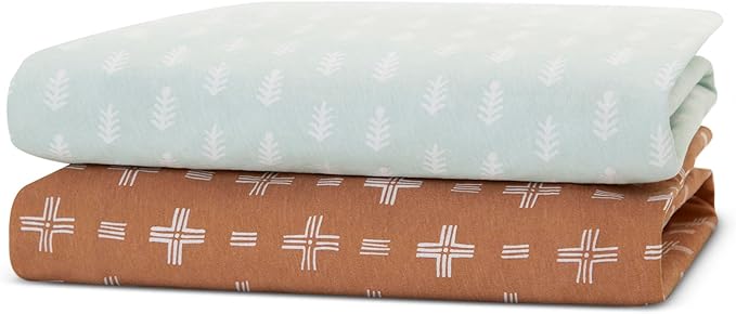 Delta Children Fitted Crib Sheets for Girls and Boys - 100% Organic Cotton Crib Sheet for Standard Crib and Toddler Mattresses - 28x52 Inch - GOTS Certified (Pack of 2), Neutral Boho