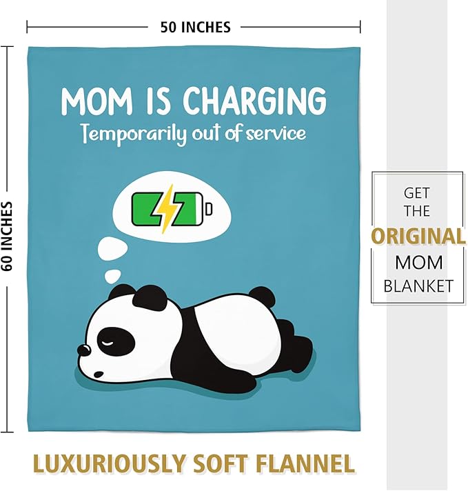 Craftique Birthday Gifts for Mom Christmas- Funny Soft Mom is Charging Blanket- New Moms Gifts for Women, Practical Blanket Throw for Napping Travel, 60”×50”