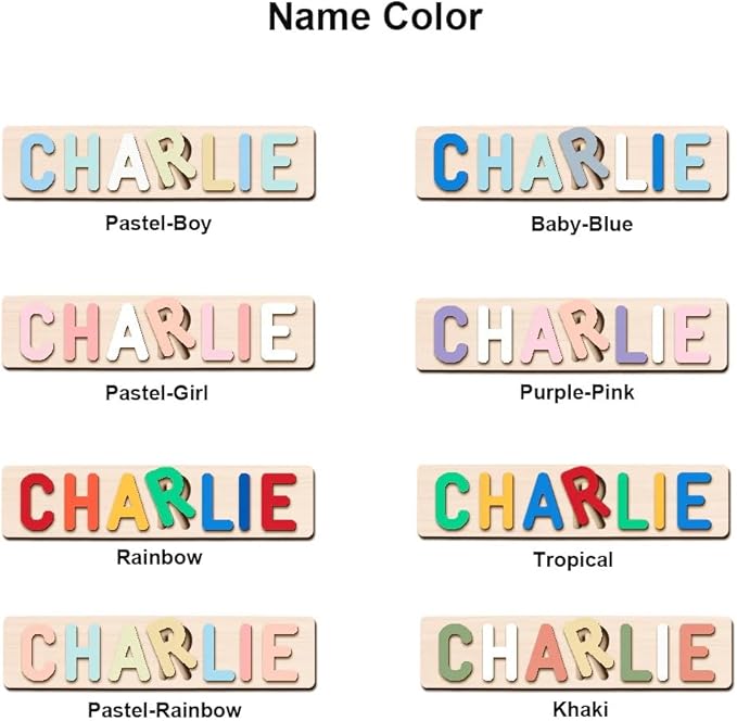 Personalized Custom Wooden Name Puzzle for Toddlers 1-3, Educational Toys for 1-3 Year Olds