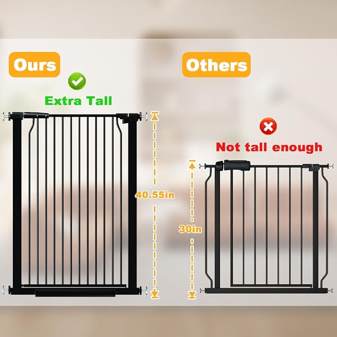 40.5" Tall Baby Gate 68.5-71.2" Wide No Drilling Tall Pet Gate Cat Gate Extra Wide Baby Gate Safety,Extra Narrow Auto-Close for Indoor Stairs, Doorways, and Kitchen
