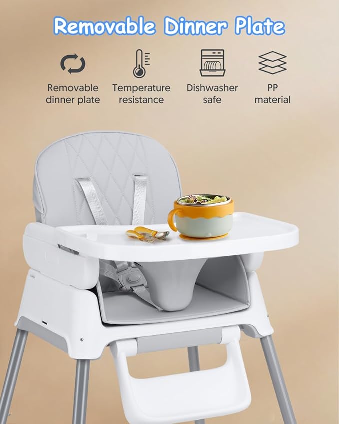 3 in 1 Baby High Chair, Bellababy Adjustable Convertible Chairs for Babies and Toddlers, Compact/Light Weight/Portable/Easy to Clean