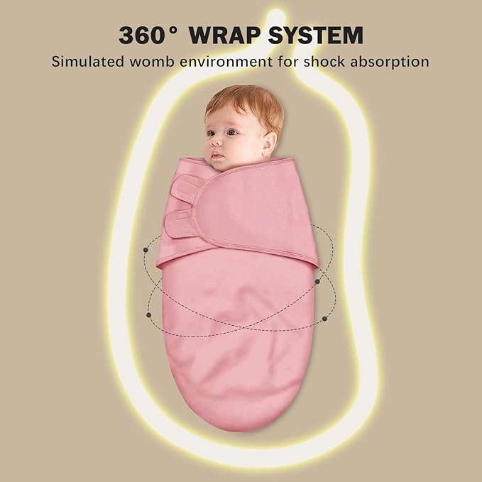 Cute Castle 3-Pack Baby Swaddle Sleep Sacks - Newborn Swaddle Sack - Ergonomic Baby Swaddles Blanket Warp for Boys and Girls - Baby Essentials (0-6 Months - Pink)
