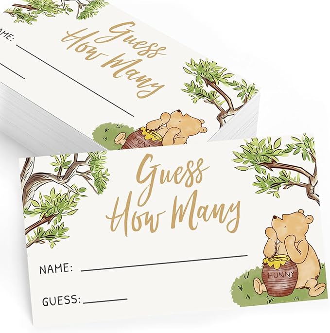 Baby Shower Guess How Many Game Set of 30, Party Supplies - Classic Pooh Collection (How Many Game)