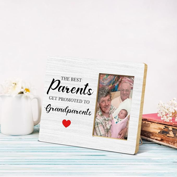 JioJio Chan First Time Grandparents Picture Frames - 4 x 6 Photo - New Grandparents Gifts The Best Parents Get Promoted For Grandma Grandpa Grandchild Grandkids Baby Announcement
