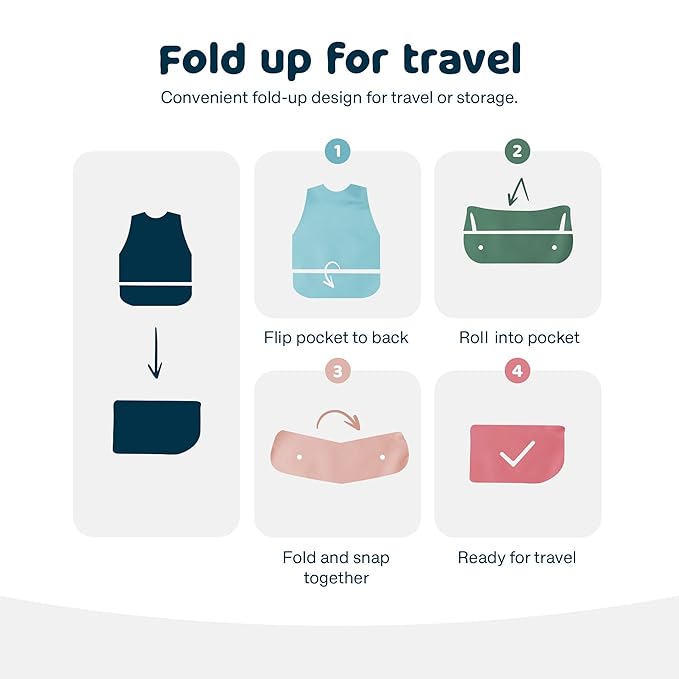 Tiny Twinkle Mess Proof Baby Bib - Waterproof & Lightweight Baby-Led Weaning Apron | 100% Recycled Polyester, Easy Clean & Machine Washable (Cotton Candy, Small 6-24 Months)