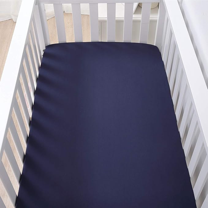 Belsden 3 Pack Microfiber Durable Crib Sheets Fitted, Silky Soft Smooth Breathable Baby Sheets Set, 28''x52 Fits Standard Crib and Toddler Mattresses,White Star & Navy & Navy Star
