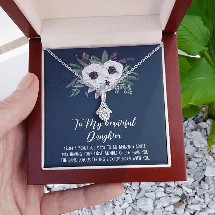 To My Daughter Gift Necklace From Dad or Mom - Badass Daughter Jewelry With Heartfelt Message & Elegant Box