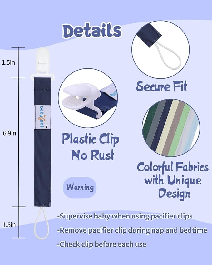 Babygoal Pacifier Clips 8 Pack, Pacifier Holder Clips for Baby Boys and Girls Fits for Most Pacifier, Binkie Styles & Baby Teethers & Toys and Gift-Neutral Color 8PS41