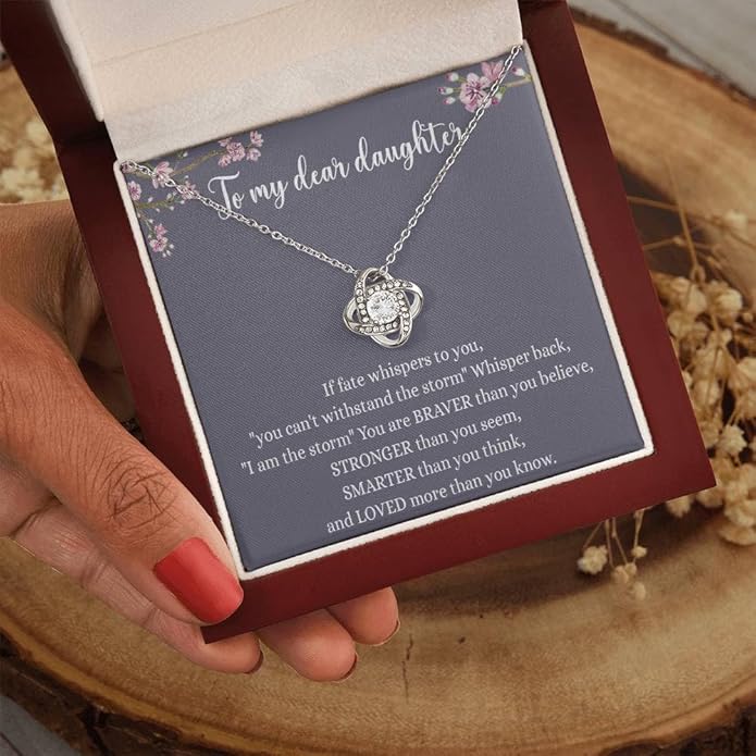 To My Daughter Gift Necklace From Dad or Mom - Badass Daughter Jewelry With Heartfelt Message & Elegant Box