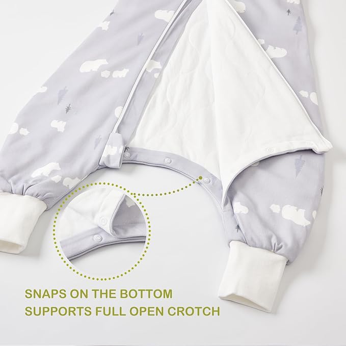 2 Pack Super Soft 0.5 TOG Sleep Sack with Legs, 100% Organic Cotton Side Open Toddler Sleep Sack with Feet, Foliage & Cactus, Size M