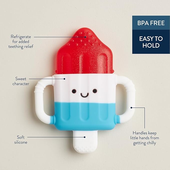 Itzy Ritzy Cold Teether - Itzy Cool Teether with Handles & Removable, Textured Teething Toy (Hero Pop)