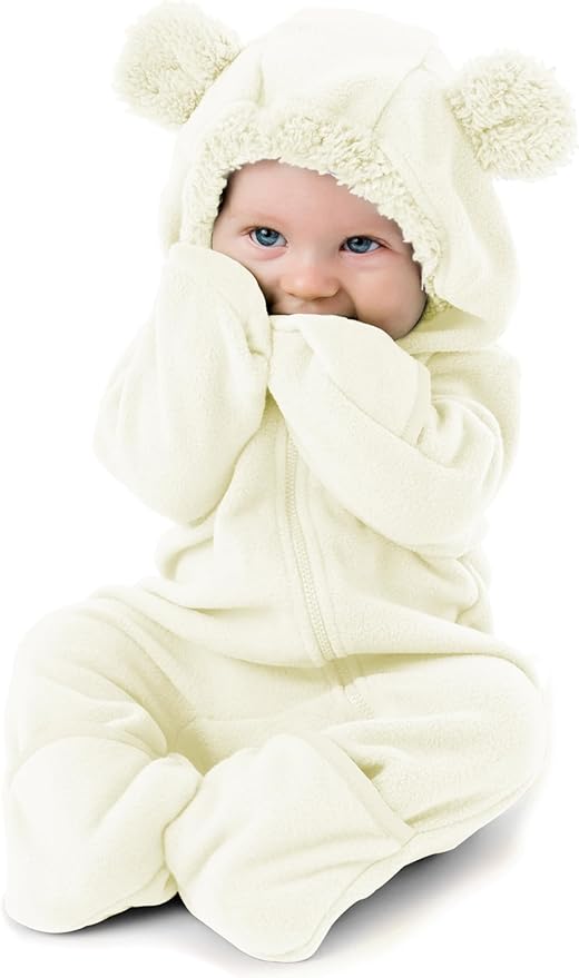 Cuddle Club Fleece Baby Bunting Bodysuit with Hood, Convertible Mittens & Booties, Car Seat Friendly, Soft & Warm, Easy Zip