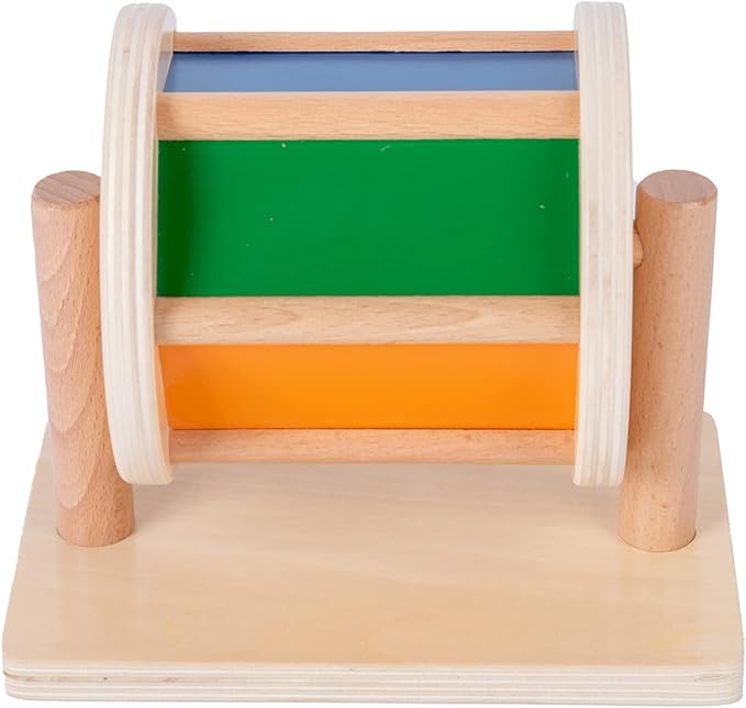 Montessori Baby Toys Play Kit - Montessori Mirror, Peekaboo, Knob Puzzle, Medium Spinning Drum - For 6-12 Months Toddlers