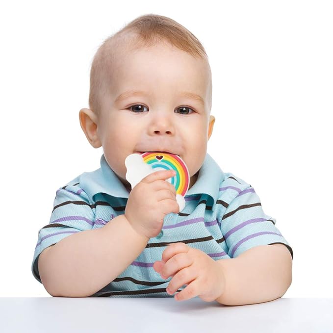 Baby Silicone Teether,Sensory Chew Toys,BPA Free Soft and Effective Infant Teething Pain Relief Toys,Freezer Safe,Food Grade Silicone,Best Shower Gift for Boys and Girls (Rainbow)