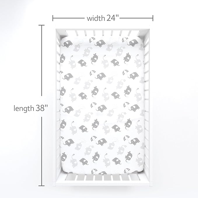 Mini Crib Sheets (38" X 24"), Fitted Portable/Mini-Crib Sheet for Boys and Girls, Compatible with Dream on Me, Delta Porta Crib and Arms Reach Ideal Cosleeper