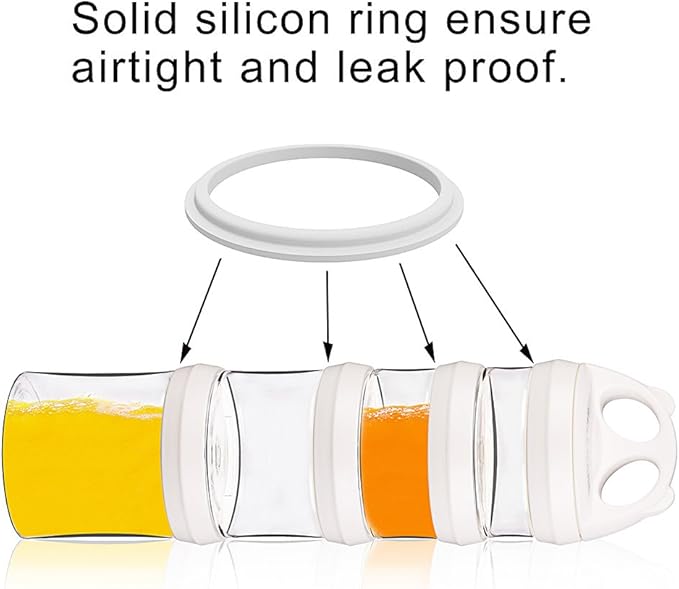 SELEWARE Portable Stackable Food Storage Containers for Snacks Formula Powder and Drinks Twist Lock System Airtight Leak-proof BPA and Phthalate Free 4 Piece Jars 31oz, White