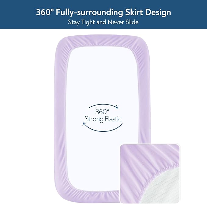 Magik & Kover Crib Sheets Girl 4 Pack, Baby Crib Sheet for Crib Mattress and Toddler Bed Mattress, Soft Breathable Fitted Kid Toddler Sheets Set for Girls, Pink & Violet
