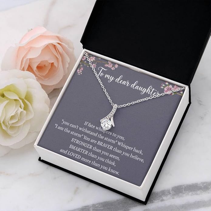 To My Daughter Gift Necklace From Dad or Mom - Badass Daughter Jewelry With Heartfelt Message & Elegant Box