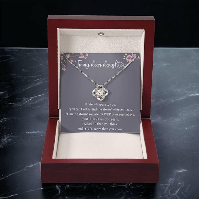 To My Daughter Gift Necklace From Dad or Mom - Badass Daughter Jewelry With Heartfelt Message & Elegant Box