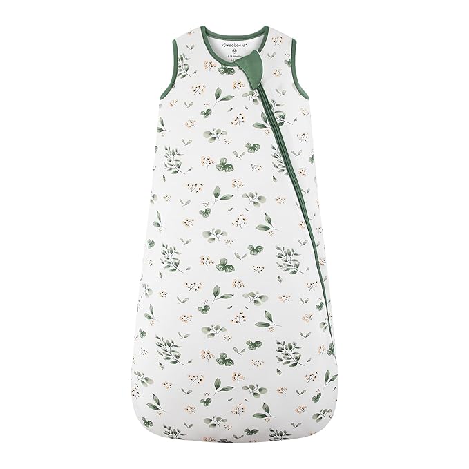 Mosebears Unisex Rayon Made from Bamboo Sleep Sack with 2-Way Zipper,2.5 Tog Baby Winter Sleep Sack(Plant,6-18 Months)