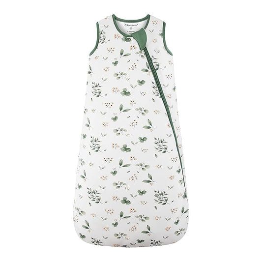 Mosebears Unisex Rayon Made from Bamboo Sleep Sack with 2-Way Zipper,2.5 Tog Baby Winter Sleep Sack(Plant,6-18 Months)