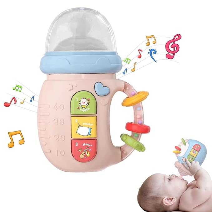 Baby Musical Toys Set, Infant Musical Light Up Toys with Rhythmic Light and Sounds for Baby Boy Girl Early Educational Comfort Toys Pregnant Gift (Blue)
