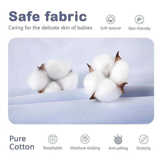 Mosebears Sleep Sack Baby Winter Wearable Blanket with 2-Way Zipper,2.5 TOG Cotton Sleep Sack Unisex (Fog Blue, 0-6 Months)