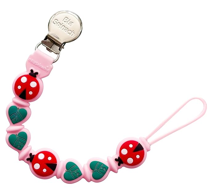Silicone Pacifier Clips for Boys & Girls – Personalized Pacifier Holder;Neutral & Cute Pacifier Clips for Babies;Teething, Soothies – BPA-Free, Durable & Soft (Pink)