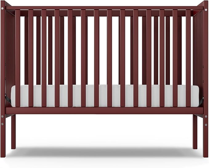 Baby Crib 5-in-1 Convertible, Wood Full Size Toddler Bed for Small Baby, Made of Sustainable Natural Pinewood Cribs, Non-Toxic Finish, Simplistic Nursery Furniture (Cherry)