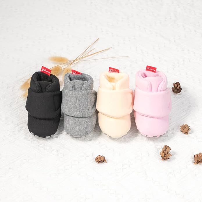 Sawimlgy Newborn Infant Baby Girl Boy Cotton Booties Stay On Sock Slippers Soft Bedroom Shoes Non-Skid Ankle Boots With Grippers Toddler Crib Warm Shoe First Walker Birthday Shower