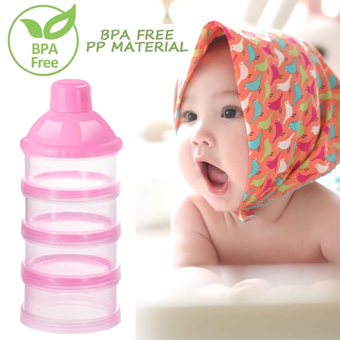 Accmor Formula Dispenser On The Go, 4 Compartments Stackable Formula Container for Travel, Baby Milk Powder Kids Snack Container, BPA Free 